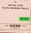 Webb Plate Bending Rolls, Installation and Operations Manual 1967